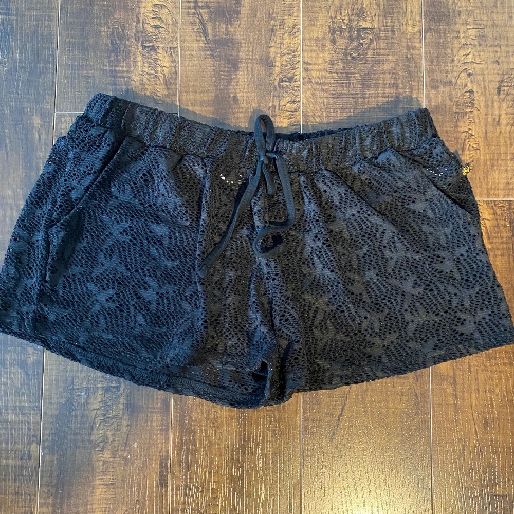 La Vie en Rose AQUA Black Crochet Shorts
